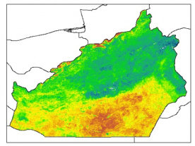 نقشه PH خاک محلول در آب در عمق 60 سانتیمتری استان  سمنان