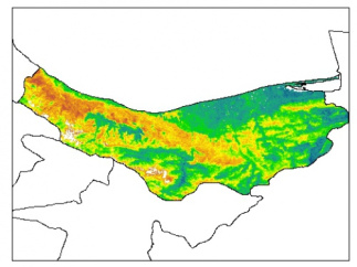 نقشه PH خاک محلول در آب در عمق 60 سانتیمتری استان  مازندران