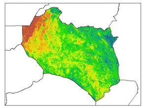 نقشه PH خاک محلول در آب در عمق 100 سانتیمتری استان  خراسان جنوبي