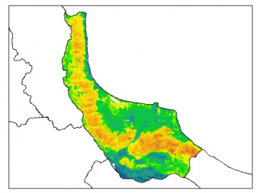 نقشه PH خاک محلول در آب در عمق 100 سانتیمتری استان  گيلان
