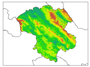 نقشه PH خاک محلول در آب در عمق 100 سانتیمتری استان  زنجان