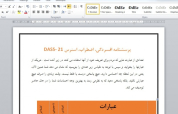 پرسشنامه افسردگی، اضطراب، استرس DASS- 21