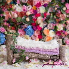 بک دراپ نوزاد تخت خواب چوب درختی و رزهای رنگارنگ -کد 3021