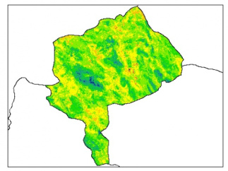 نقشه رطوبت اشباع خاک سطحی (در عمق صفر سانتیمتری) استان يزد