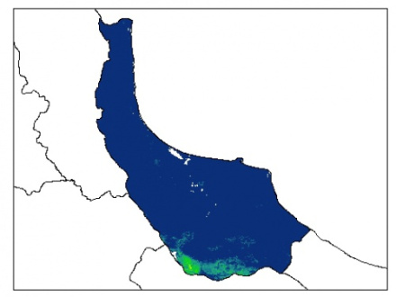 نقشه رطوبت اشباع خاک سطحی (در عمق صفر سانتیمتری) استان گيلان