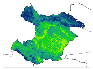 نقشه رطوبت اشباع خاک سطحی (در عمق صفر سانتیمتری) استان قزوين