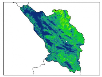 نقشه رطوبت اشباع خاک سطحی (در عمق صفر سانتیمتری) استان چهارمحال و بختياري