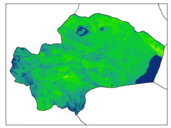 نقشه رطوبت اشباع خاک در عمق 5 سانتیمتری استان قم