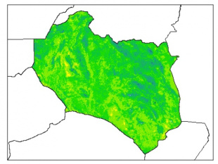 نقشه رطوبت اشباع خاک در عمق 5 سانتیمتری استان خراسان جنوبي