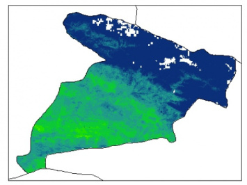 نقشه رطوبت اشباع خاک در عمق 5 سانتیمتری استان البرز