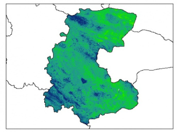 نقشه رطوبت اشباع خاک در عمق 5 سانتیمتری استان مركزي
