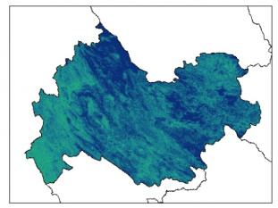 نقشه رطوبت اشباع خاک در عمق 5 سانتیمتری استان كرمانشاه