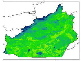 نقشه رطوبت اشباع خاک در عمق 15 سانتیمتری استان سمنان