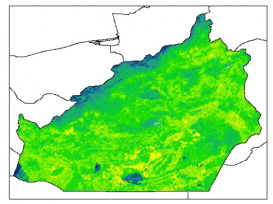 نقشه رطوبت اشباع خاک در عمق 30 سانتیمتری استان سمنان