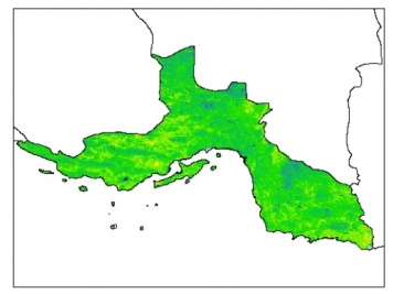 نقشه رطوبت اشباع خاک در عمق 30 سانتیمتری استان هرمزگان