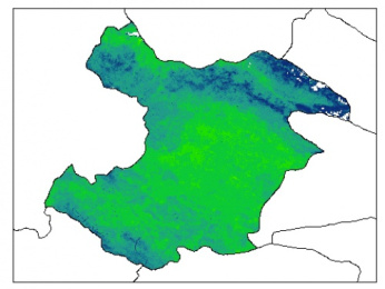 نقشه رطوبت اشباع خاک در عمق 30 سانتیمتری استان قزوين