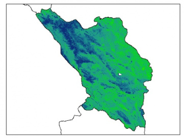 نقشه رطوبت اشباع خاک در عمق 30 سانتیمتری استان چهارمحال و بختياري