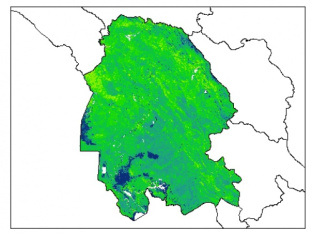نقشه رطوبت اشباع خاک در عمق 60 سانتیمتری استان خوزستان