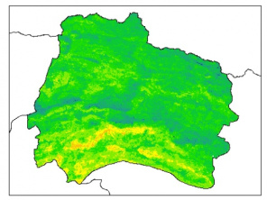 نقشه رطوبت اشباع خاک در عمق 60 سانتیمتری استان خراسان شمالي