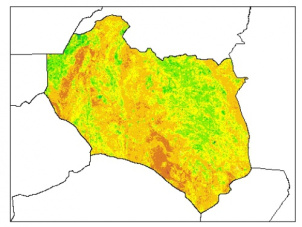 نقشه رطوبت اشباع خاک در عمق 100 سانتیمتری استان خراسان جنوبي