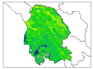 نقشه رطوبت اشباع خاک در عمق 100 سانتیمتری استان خوزستان