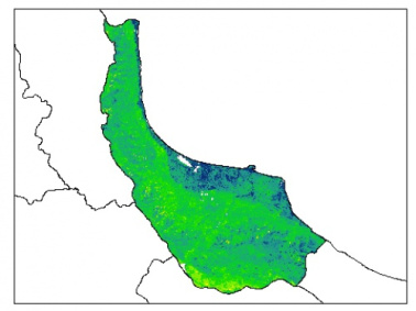 نقشه رطوبت اشباع خاک در عمق 100 سانتیمتری استان گيلان