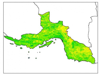 نقشه رطوبت اشباع خاک در عمق 100 سانتیمتری استان هرمزگان