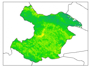 نقشه رطوبت اشباع خاک در عمق 100 سانتیمتری استان قزوين