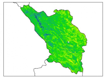 نقشه رطوبت اشباع خاک در عمق 100 سانتیمتری استان چهارمحال و بختياري