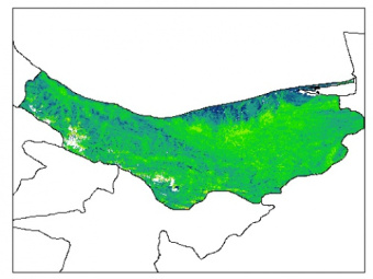 نقشه رطوبت اشباع خاک در عمق 100 سانتیمتری استان مازندران