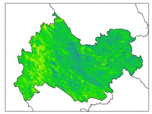 نقشه رطوبت اشباع خاک در عمق 100 سانتیمتری استان كرمانشاه
