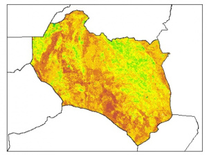 نقشه رطوبت اشباع خاک در عمق 200 سانتیمتری استان خراسان جنوبي