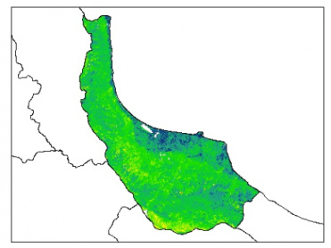 نقشه رطوبت اشباع خاک در عمق 200 سانتیمتری استان گيلان