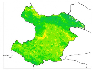 نقشه رطوبت اشباع خاک در عمق 200 سانتیمتری استان قزوين