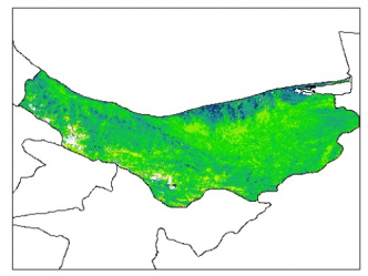 نقشه رطوبت اشباع خاک در عمق 200 سانتیمتری استان مازندران
