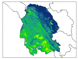 نقشه رستری عمق سنگ بستر استان خوزستان