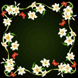 وکتور قاب گل های سفید با زمینه سبز