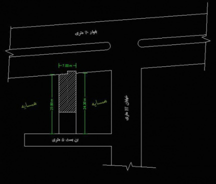نقشه و پلان معماری در زمین با عرض 7 متر دو کله راه