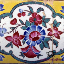 کاشی لعاب دار کاخ گلستان با نقش گل و بوته -کد 27