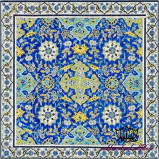 کاشی لعاب دار هفت رنگی قدیمی با نقش اسلیمی و گلهای ختایی -کد 33