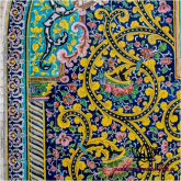 نمایی از کاشی کاری زیبای کاخ گلستان با نقش اسلیمی و گل و بوته-کد 52