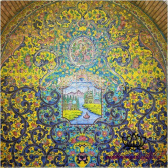 کاشی کاری زیبای کاخ گلستان با نقش تصویری و گل و بوته -کد 92