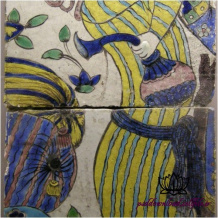 نمایی از کاشی لعاب دار قدیمی با تصویر زن-کد 95