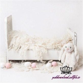 بک دراپ نوزاد تخت خواب و خرگوش-کد 4647