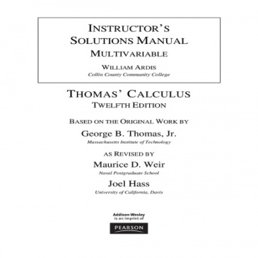 حل مسائل حساب دیفرانسیل و انتگرال چند متغیره (بخش دوم) تالیف جورج توماس به صورت PDF و به زبان انگلیسی در 439 صفحه