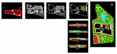 نقشه های فرهنگسرا (پلان، نما، مقطع و سایت پلان) با فرمت DWG
