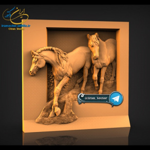 دانلود مدل سه بعدی نقش برجسته تابلوی زیبای دو اسب - کد 1156 - فرمت stl