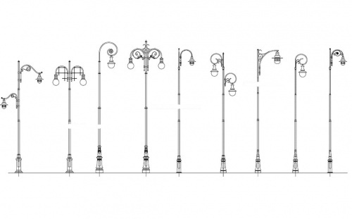 فایل اتوکد آبجکت انواع چراغ روشنایی شهری (سری دوم)