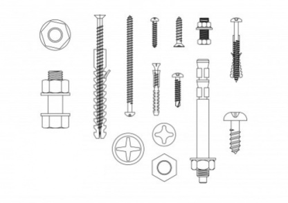 فایل اتوکد آبجکت انواع پیچ و مهره و پیچ خودکار