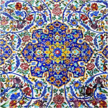 کاشیکاری دوره اسلامی با نقش گلهای ختایی و بندهای اسلیمی -کد 190